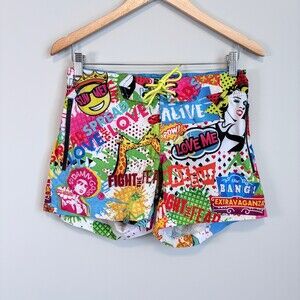 Bang Miami Swim Shorts Graffiti Pop Art Drawstring Pockets Lined 5" Men's S